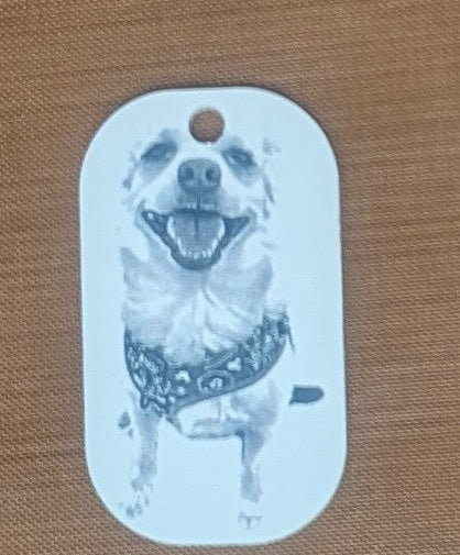Custom designed etched keychain available from Guy Makes Tags