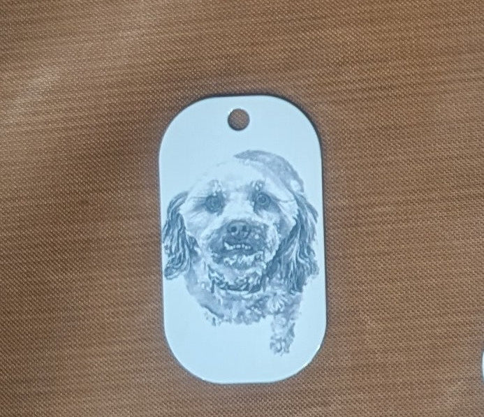 Custom designed etched keychain available from Guy Makes Tags