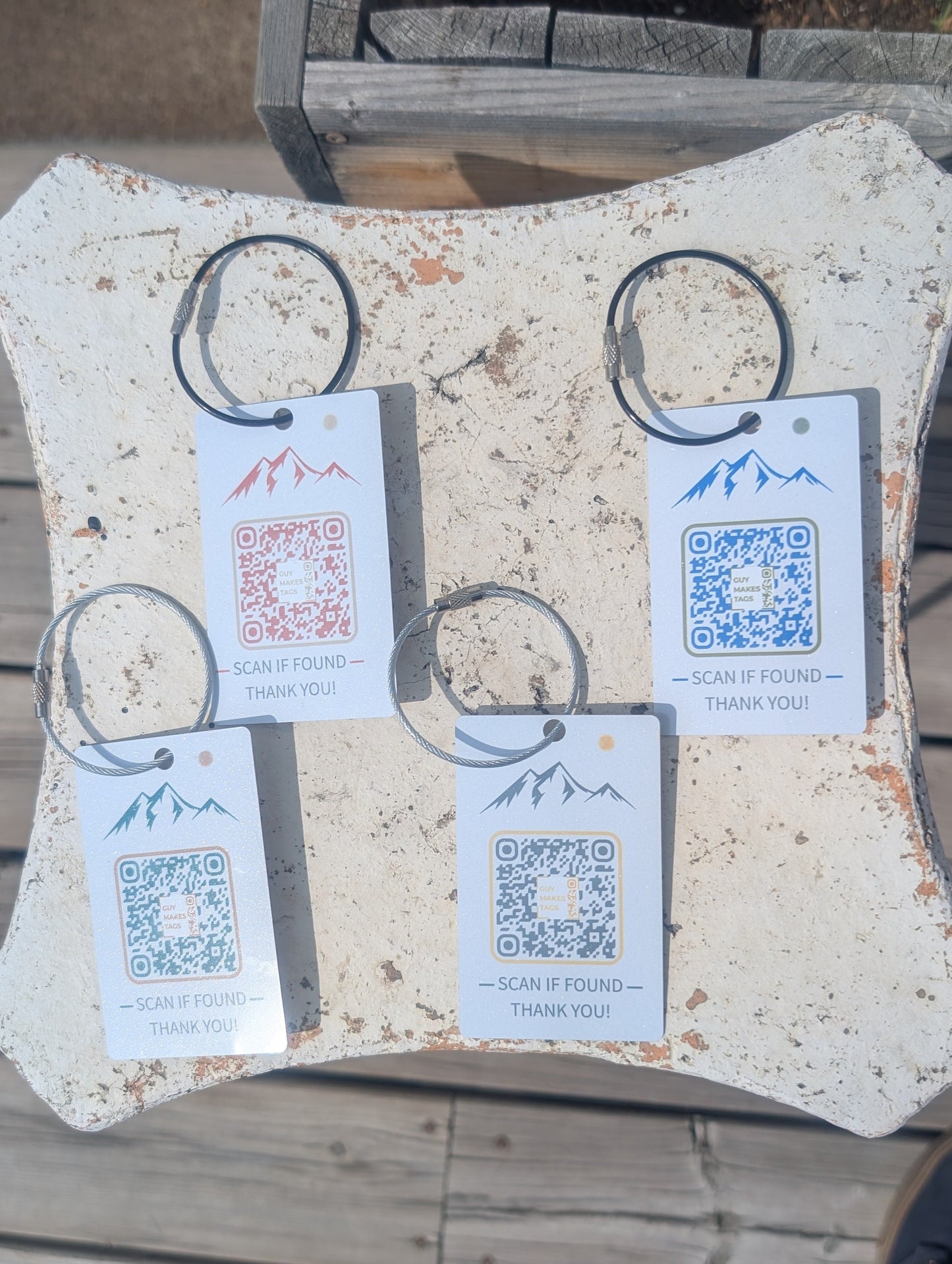 Front of Smart Recovery Tag showing QR code connected to a personalized recovery profile
