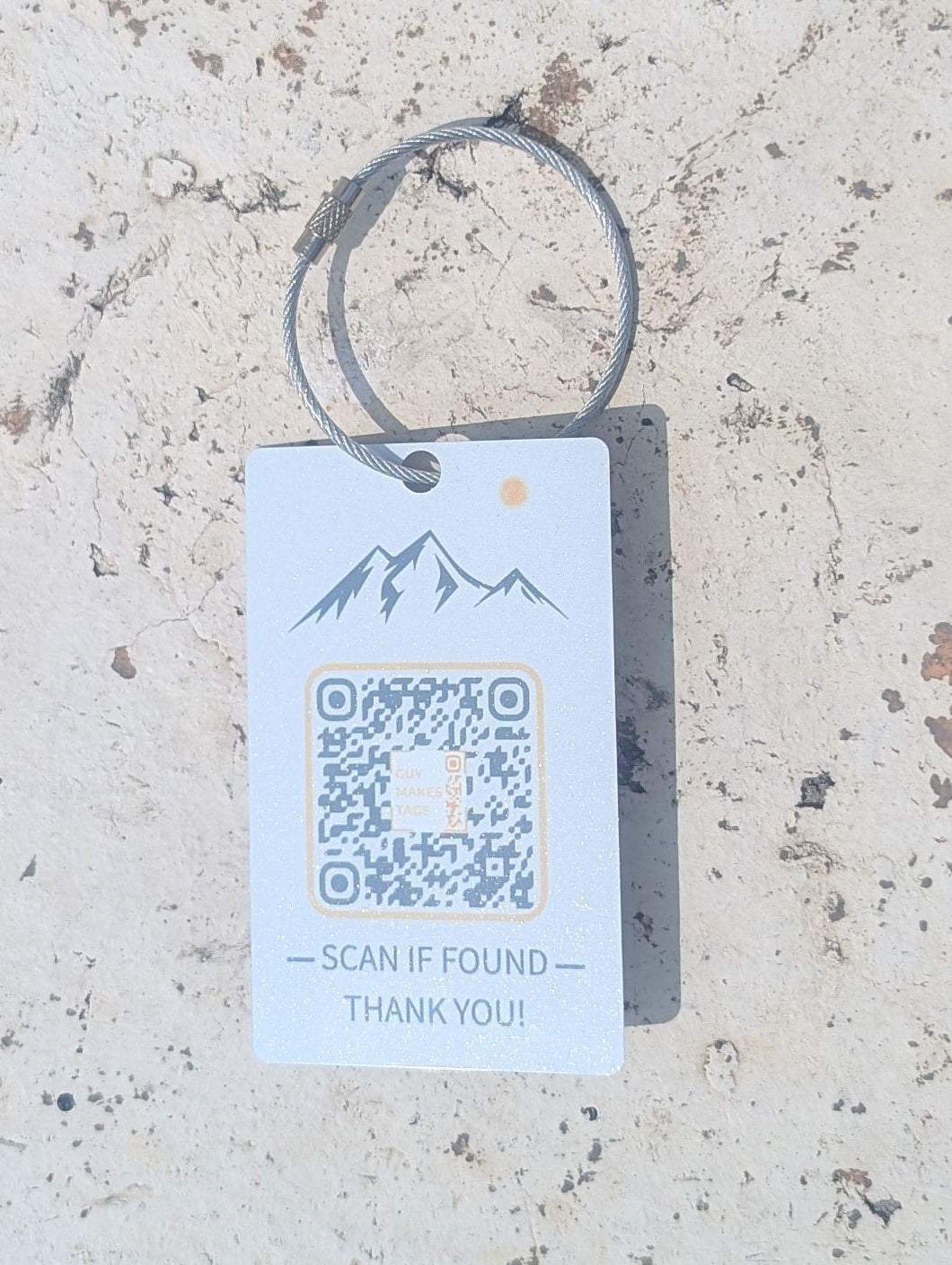Front of Smart Recovery Tag showing QR code connected to a personalized recovery profile