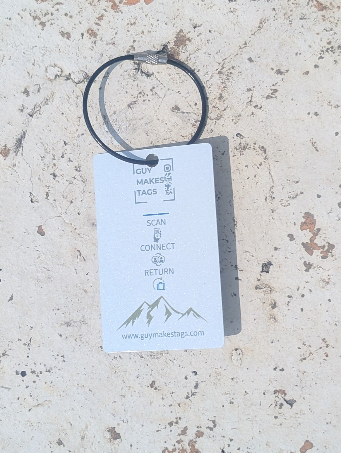 Custom aluminum Smart Recovery Tag with personalized QR design for lost item recovery