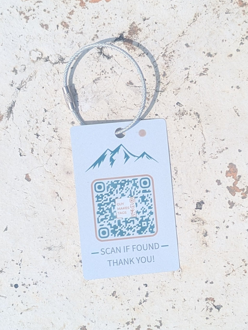 Front of Smart Recovery Tag showing QR code connected to a personalized recovery profile