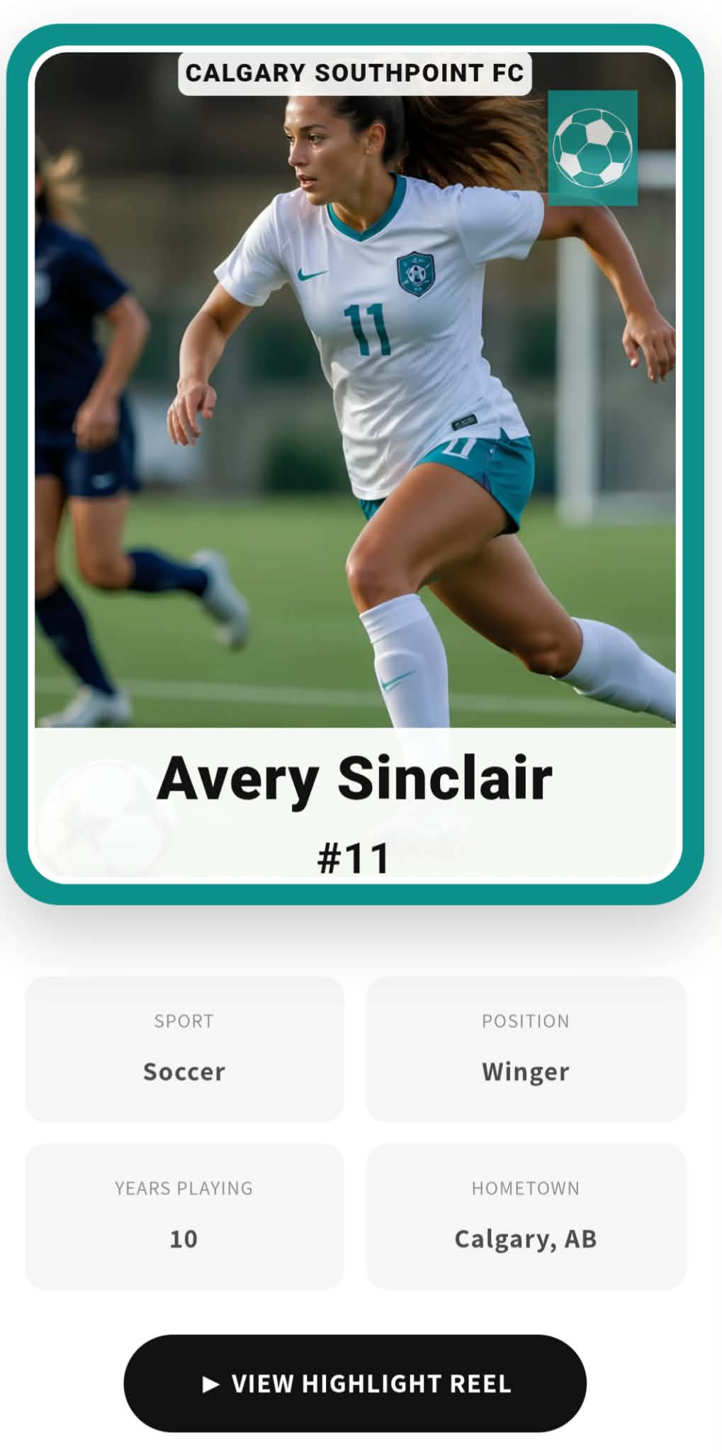Personalized digital athlete profile connected to a GMT Athlete Card with player information and achievements
